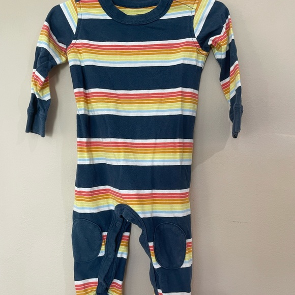 Tea Baby Boy Blue Stripe One Piece Long Sleeve Outfit Size 9-12 - Picture 2 of 3